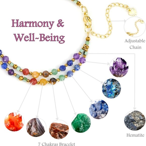 Beaded Bracelets for Women, Chakra Crystal 4mm Beads Gemstone Natural Stone Bead - Picture 4 of 8